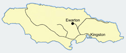 Railway map with Ewarton station