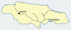 Railway map with Ipswich Station