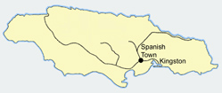 Railway map with Spanish Town Station